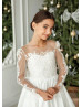 Ivory Lace Satin Flower Girl Dress With Sweep Train